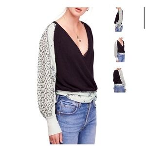 Free People Women'sAuxton Long SleeveThermal Wrap Top Ivory small